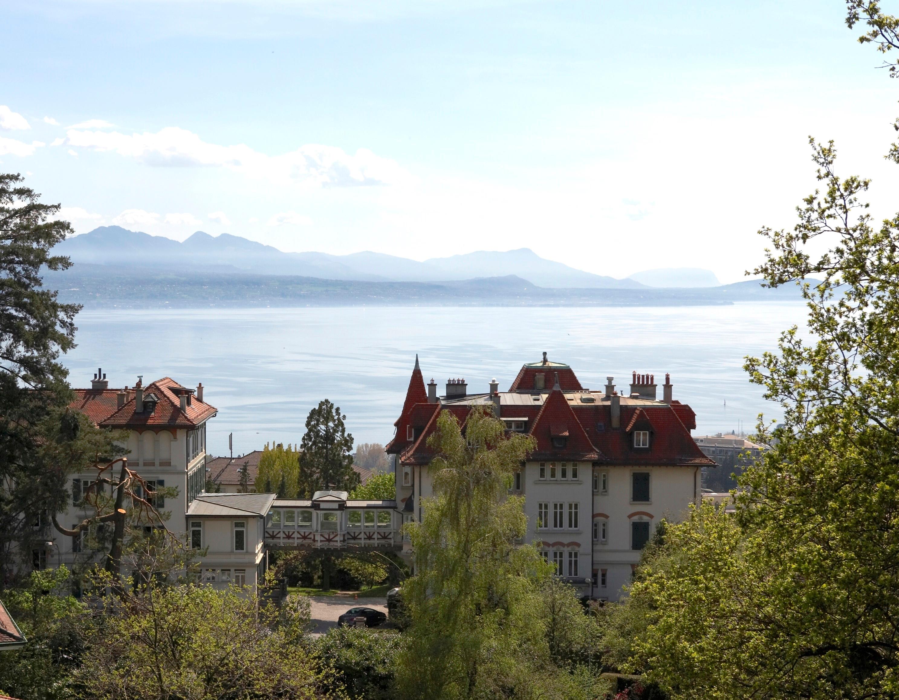 Brillantmont International School campus and lake view in Lausanne Switzerland.jpg
